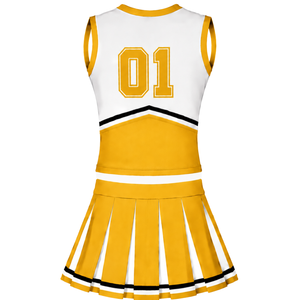Ensemble d'uniformes de cheerleading jaune doré, haut sans manches à col en V, jupe plissée, tenue de danse pour équipe sportive, entraînement, vêtements de sport - Product Image 2