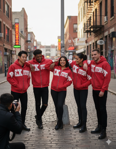 เสื้อฮู้ดดี้ REXFIT SPORTS แฟชั่นสตรีทแวร์สไตล์วินเทจ สีแดงฟอก แต่งลายปักแบบแอพพลิเคชั่น ทรงโอเวอร์ไซส์ สำหรับผู้ชาย ฤดูหนาวและฤดูใบไม้ผลิ - Product Image 5