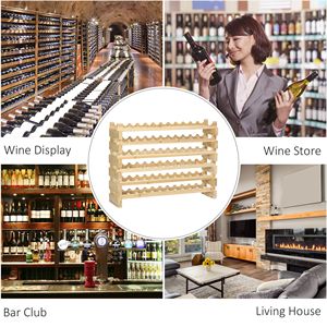 Espositore modulare autoportante da 72 bottiglie impilabile portabottiglie con finitura naturale per la dispensa della cucina o la conservazione della cantina - Product Image 2