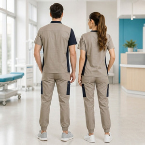 Ensemble de blouses médicales unisexe à col en V, respirant, extensible, en polyester, viscose et élasthanne, résistant aux plis - Product Image 2