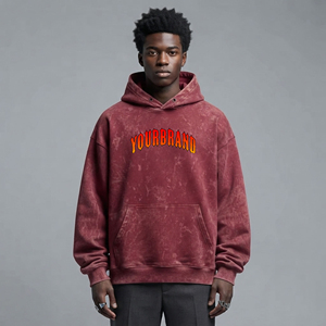 Sudadera con capucha para hombre, estilo casual de invierno, 100% algodón grueso, corte holgado, estilo urbano con cremallera efecto spray. - Product Image 4