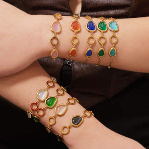 Ensemble de bijoux de luxe plaqué or 18 carats avec pierres multicolores, collier et bracelet pour femme, cadeau de fête ou de mariage - Product Image 3