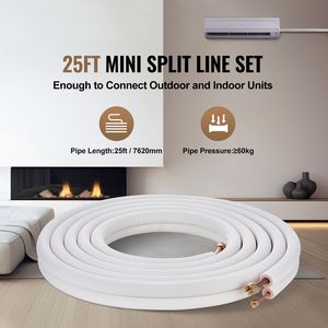 Set di tubi in rame da 25FT per mini-split, 1/4'' e 1/2'' D.E., con isolamento a triplo strato per sistemi HVAC AC/Riscaldamento in PU - Product Image 2