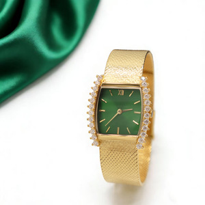 Reloj de Cuarzo Dorado Retro para Mujer, Estilo Medieval con Diamantes, Elegante y Lujoso, Esfera Ovalada de Latón de 16 mm con Cristal, Resistente al Agua 3BAR - Product Image 1