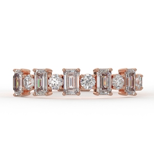 Bague élégante pour femme en argent 925 avec moissanite ronde émeraude à bandes alternées, idéale pour une demande en mariage romantique - Product Image 1