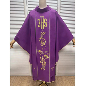 Nouvelle Arrivée Chasuble Brodé Sur Mesure Violet Rouge Vert en Polyester Mat avec Étole et Magnifique Design pour Adultes - Product Image 1