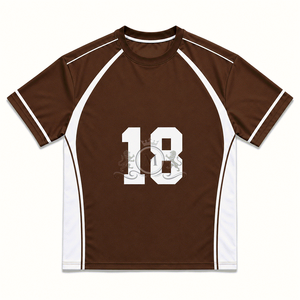 Maillot de football personnalisé pour homme, rouge, manches courtes, numéro 18, col rond, en maille polyester respirante, pour toutes les saisons - Product Image 4