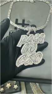 CONCEPTION Nouveau Collier Designer avec Plaque Nominative, Pendentif Bling HIPHOP Ice Out, Moissanite Baguette, Personnalisé, Collier Ras du Cou avec Initiale - Product Image 4