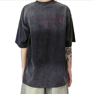 T-shirt Homme Oversize Personnalisé Effet Vieilli Délavé Dégradé Streetwear Lourd - Product Image 4
