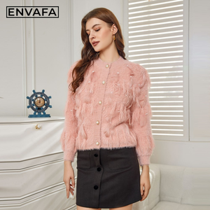 Cárdigan de punto suave para mujer, estilo suéter holgado de manga larga con botones, ropa de abrigo informal de invierno para mujer - Product Image 5
