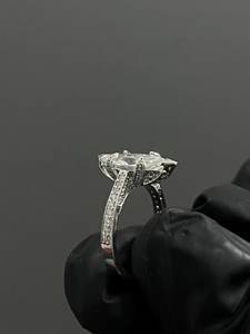 Bague Art Déco en Moissanite Marquise et Diamant, Création Artisanale, pour Femme, Argent 925 Original, Cadeau Personnalisé, Bijou Premium pour Elle - Product Image 3