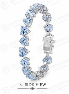 Pulsera de tenis de lujo con diamantes en forma de corazón en oro blanco de 18K, engaste de línea continua premium, regalo romántico y elegante - Product Image 6