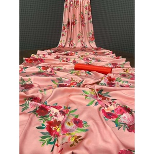 DESIGNER SOFT DEVSENA SOIE IMPRESSION NUMÉRIQUE TRAVAIL SAREE AVEC BLOUSE NON COUCHÉE PÊCHE - Product Image 1