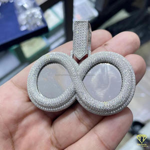Custom <b>Infinity</b> Frame Pendant <b>Necklace</b> with 925 Sterling Silver Rhodium Plated Hip Hop Style Moissanite GIA Certified - Product Image 3