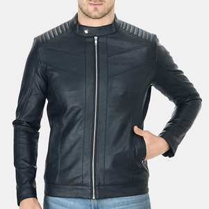Veste en cuir de qualité supérieure pour hommes, 100% cuir véritable, cuir souple, tissu en toile, logo sur le devant, vestes pour hommes - Product Image 1