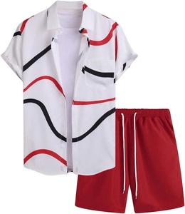 Nuevo conjunto de camisa de manga corta con botones y pantalones cortos, transpirable, estampado, conjunto de camisa de verano para hombre, conjunto de 2 piezas personalizable - Product Image 2