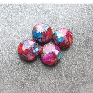 Turquesa Natural Rosa de Ostra Espinosa, Cabujón Redondo, Gema Calibrada, Piedra Suelta, Todos los Tamaños Disponibles - Product Image 2