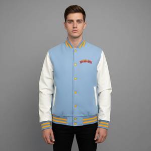 Blouson universitaire pour homme en toile 100 % laine, coupe décontractée, épaules tombantes, bicolore, avec logo personnalisé imprimé, idéal pour l'hiver – Vente en gros - Product Image 1