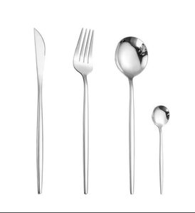 Stylish stainless steel metal cutlery set durable rust resistant flatware utensils for dining <b>table</b> kitchen restaurant hotel use - Product Image 6