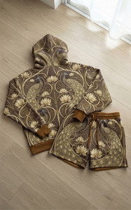 Ensemble décontracté deux pièces pour femme : sweat à capuche et short, sublimation, manches longues, taille mi-haute avec cordon de serrage, respirant, idéal pour l'hiver - Product Image 2