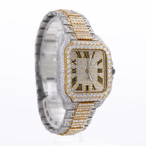 Montre automatique de luxe pour homme en acier inoxydable mécanique avec cadran en verre, imitation diamant, style hip-hop, résistante à l'eau jusqu'à 100 bars - Product Image 2