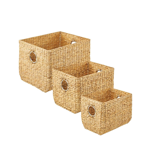 Lot de 3 paniers de rangement en jacinthe d'eau vietnamienne pour la chambre, le salon, la salle de bain ou le couloir - Product Image 1