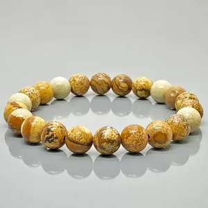 Natural Picture Jasper 8mm Smooth Round AA Grade Gemstone Beads <b>Stretch</b> <b>Bracelet</b> Healing Jewelry Wholesale - Product Image 5