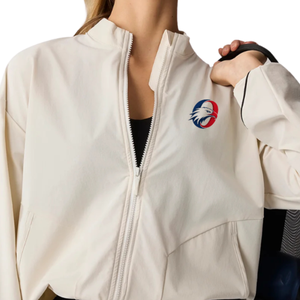 White Women's Lightweight Full Zip Jacket Long Sleeve Casual Outerwear with Stand Collar for Travel Outdoor and Everyday Wear - Product Image 3