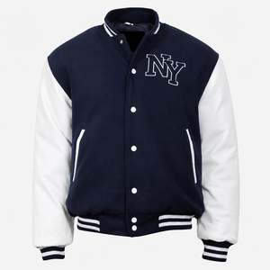 Custom Casual Solid Front Varsity Letterman Bomber <b>Jacket</b> Genuine Leather Shell Wool Polyester Cotton Canvas Winter <b>Baseball</b> - Product Image 6