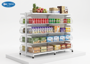 OneTech Durable Anti-Rust Versatile Double-Sided Gondola Perforated 4-<b>Shelf</b> 50-80kg Capacity Retail Display <b>Racks</b> Vietnam - Product Image 3