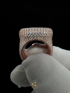 Iced Out Round Cluster <b>Ring</b> Pave Set Rose Gold VVS Moissanite 925 <b>Sterling</b> <b>Silver</b> Diamond Hip Hop Jewelry <b>Ring</b> For <b>Men</b> - Product Image 6