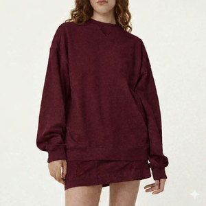 Ensemble décontracté pour femme, col montant oversize et short, broderie logo personnalisé, épaules tombantes, en tissu éponge polyester/coton – Meilleures ventes - Product Image 5