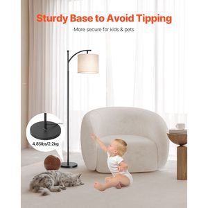 Lampadaire moderne avec télécommande, intensité réglable et température de couleur ajustable, interrupteur au pied inclus - Product Image 6