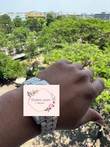 Custom 41mm Two Tone Iced Out Moissanite Watch Mechanical Movement Orange Dial Stainless Steel Luxury Diamond Watches for Men - Product Image 3