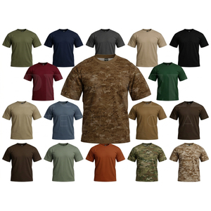 Camiseta de Manga Corta con Estampado de Camuflaje Personalizado, Talla Grande, Hombros Caídos, Ropa Casual para Exteriores, Transpirable, Cuello Redondo, Algodón - Product Image 1