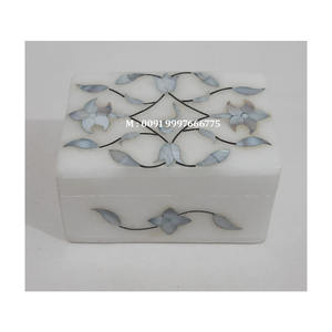 Caja de Joyería Rectangular de Mármol Blanco Natural con Incrustaciones de Nácar Rosa, Ideal para Decoración del Hogar y la Oficina - Product Image 6