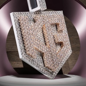 Custom Rose Gold Iced Out Moissanite Pendant Shield Letter <b>Charm</b> VVS Look Gold Plated 925 Sterling <b>Silver</b> Hip Hop for Party - Product Image 2