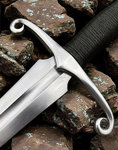 Hand Forged Elven Fantasy <b>Sword</b> With Curved Guard & Leather Sheath | Medieval Short <b>Sword</b> | Display <b>Sword</b> Gift for Boyfriend, - Product Image 5
