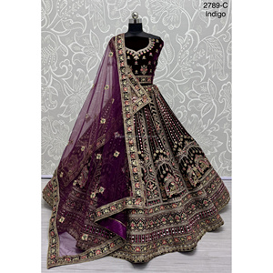Collections de velours de mariée indienne pour mariée avec Zarkhan Work par Fabzone Model FZBELLA - Product Image 3