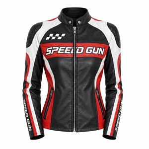 Women's Genuine Leather Motorcycle Jacket Full Zipper Side Pocket Outerwear Leather Jackets Ladies Racing Pu Leather Jackets - Product Image 4