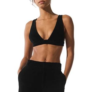 Proveedor Mayorista de Sujetadores Deportivos Personalizados Lisos con Escote en V Bajo, de Alta Sujeción, Tipo Racerback, de Spandex/Nylon, de Secado Rápido para Mujer, para Correr y Moda - Product Image 3