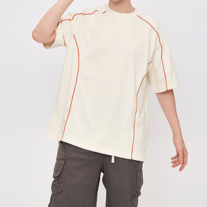 Camisetas Oversize de Cuello Redondo para Hombre, Camisetas Holgadas con Hombros Caídos, Camisetas de Alta Calidad con Rayas Laterales - Product Image 2