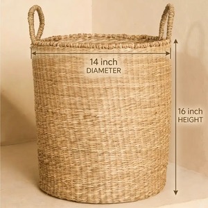 Juego de 2 cestas simples de mimbre tejido a mano, cestas de almacenamiento ecológicas al por mayor, hechas en Vietnam - Product Image 2