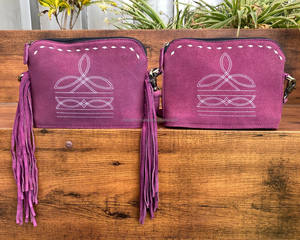 Bolso bandolera de cuero de ante para mujer con flecos y acentos de puntada Buck, bolsos de hombro de cuero genuino de alta calidad - Product Image 4