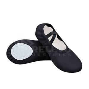 Chaussons de ballet en cuir de haute qualité à semelle fendue, souples, extensibles, respirants, antidérapants, avec sangles élastiques croisées, en toile - Product Image 4