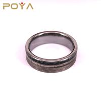 Bague en carbure de tungstène avec incrustation de turquoise et finition martelée, alliance plate pour homme, bijoux naturels en gros