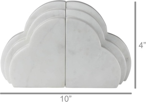 Marble Cloud Shape Bookends Set Of 2 Minimalist Stone Book Ends Decorative Sculptural Design - Product Image 2