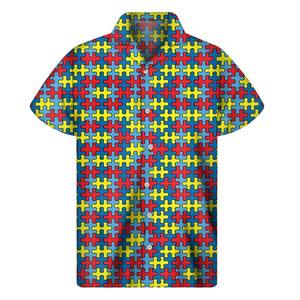 Puzzle Digital Print 100% Polyester Quick Dry Casual <b>Shirt</b> Men Women Summer Hawaiian <b>Shirts</b> Tops Street Lapel Blouse <b>Button</b> <b>Half</b> - Product Image 4