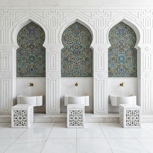 zone de wudu en marbre de mosquée, espace de purification - Product Image 1