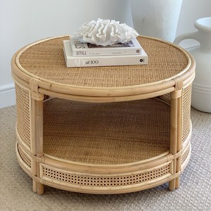 Mesa de centro redonda de ratán al por mayor con estante de almacenamiento, oferta especial, mesas auxiliares decorativas - Product Image 3